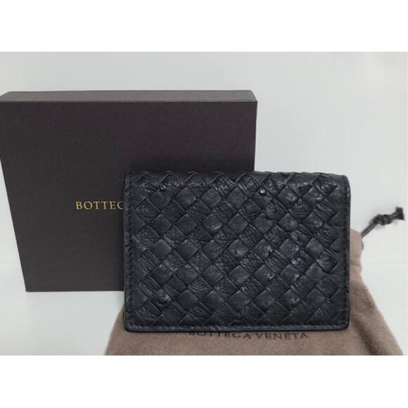 Bottega Veneta Black Ostrich Card Holder | Authentic | Excellent Condition - Picture 1 of 6